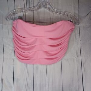 L.A. Hearts Pink Strapless Ruched NightOut Cropped Y2K Style Rave Festival Top
